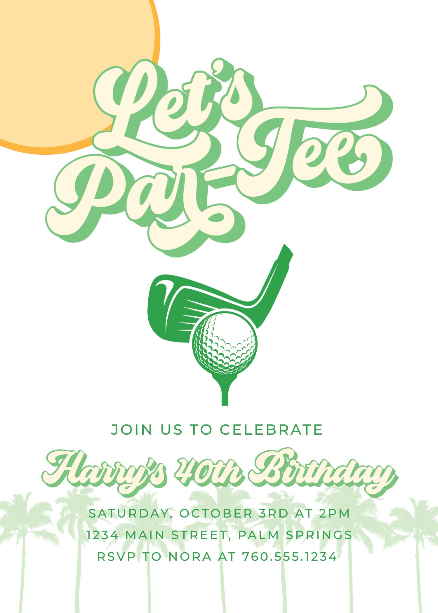EDITABLE Golf Invitation Let's Partee Birthday First Etsy
