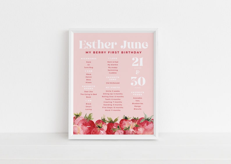 Editable Strawberry Invitation, Berry First Birthday Invite, Girl Summer Birthday, Farmers Market Birthday, Berry Sweet Girl, Sweet One image 8