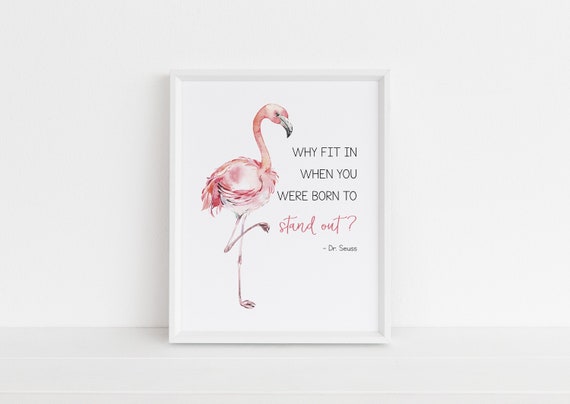 Instant Download Born to Stand Out Flamingo Print, Tropical Wall Art, Nursery Decor, Kids, Classroom Motivational, Printable, Print Yourself Il_570xn