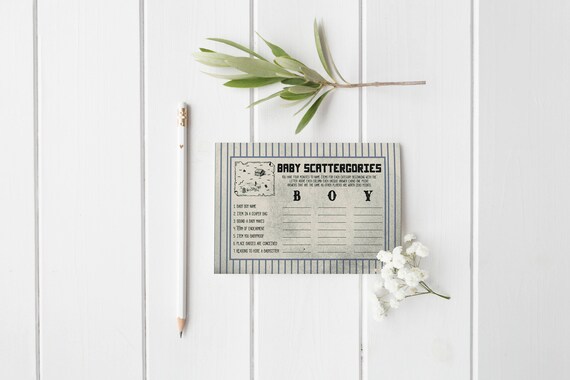 Instant Download Baby Scattergories Game Baby Shower Games Instant Download Baby Scattergories Game Baby Shower Games