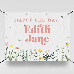 Bee Birthday Backdrop, Wildflower Banner, Digital File, Bee Day Backdrop, First Birthday Banner, Bee Banner, Spring Birthday