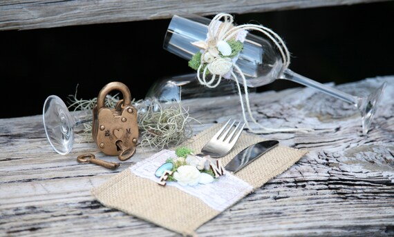 Beach Wedding Centerpieces Ceremony With Personalized Antique Padlock