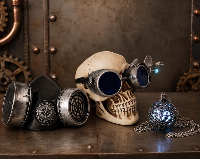 Handmade Steampunk Goggles: Festival Cosplay Accessories with LED Locket
