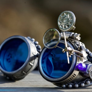 Handmade Steampunk Goggles, Dust Mask & LED Locket | Festival Cosplay Accessories | Victorian Monocle | Made in USA Gift Set
