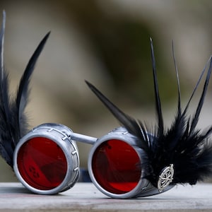 Steampunk Goggles: Handmade Pirate Monocle with Feathers & Compass