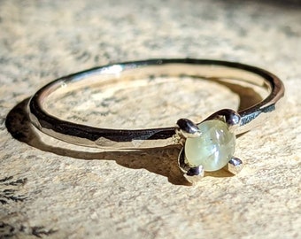 Delicate Cat's Eye Chrysoberyl Stacking Ring - Minimalist Ring - Tiny Stack Ring - Promise Ring - Gift for Girlfriend - Christmas Gift Ideas