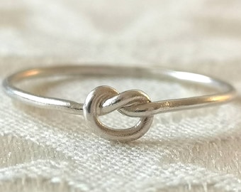 Tiny Knot Ring - Delicate Promise Ring - Skinny Silver Knot Ring - Dainty Gold Knot - Love Knot Ring - Bridesmaid Gifts - Best Friend Rings