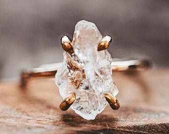 Ethical Rough Quartz Crystal Ring - Ethically Sourced Gemstone Rings - Eco Friendly Jewelry - Stackable Raw Stone Ring - Gift for Her