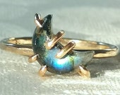 Labradorite Crescent Moon Ring - Celestial Jewelry - Lunar Ring - Moon Phase Ring - Gemstone Moon Ring - Boho Ring - Gifts Under 75