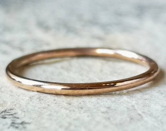 Simple Rose Gold Ring - Rose Gold Fill - Pink Gold Ring - Rose Gold Stacking Ring - Hammered Gold Ring - Minimalist Rose Gold Wedding Band