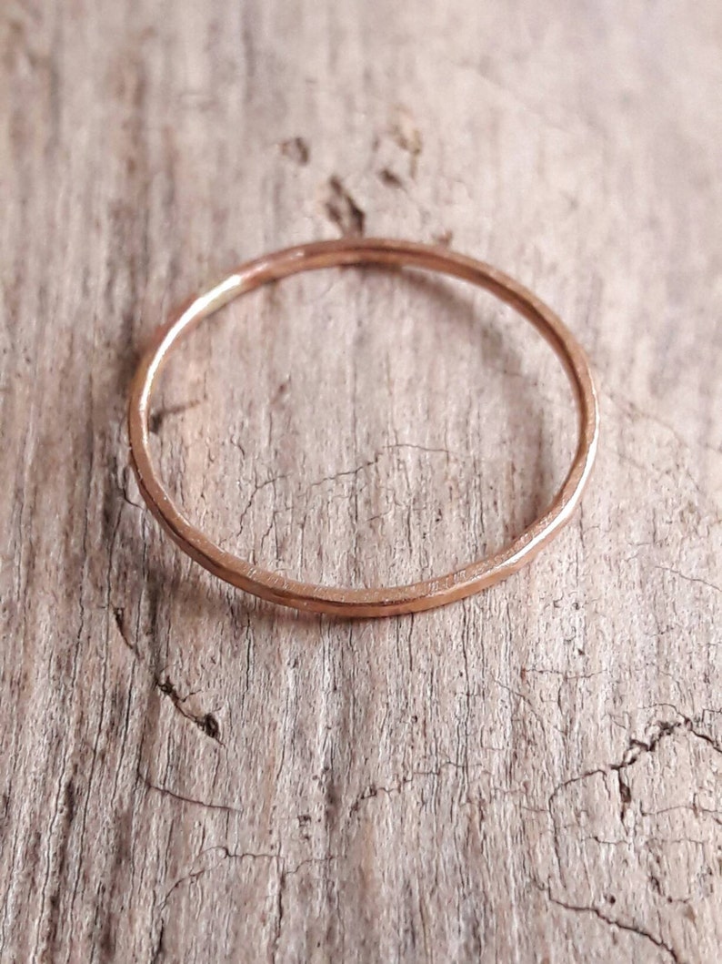 Thin Gold Ring Band Delicate Rose Gold Ring Solid Gold Red Gold Ring 1mm Rose Gold Stacking Ring Minimalist Ring Filled Gold