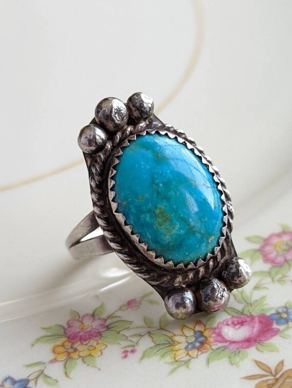 Vintage Turquoise Statement Ring - Eco Friendly G… - image 7