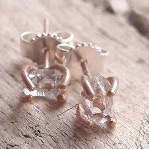 Rose Gold Herkimer Diamond Stud Earrings Crystal Earrings Minimalist Earrings Post Earrings Rose Gold Fill Everyday Earrings image 8