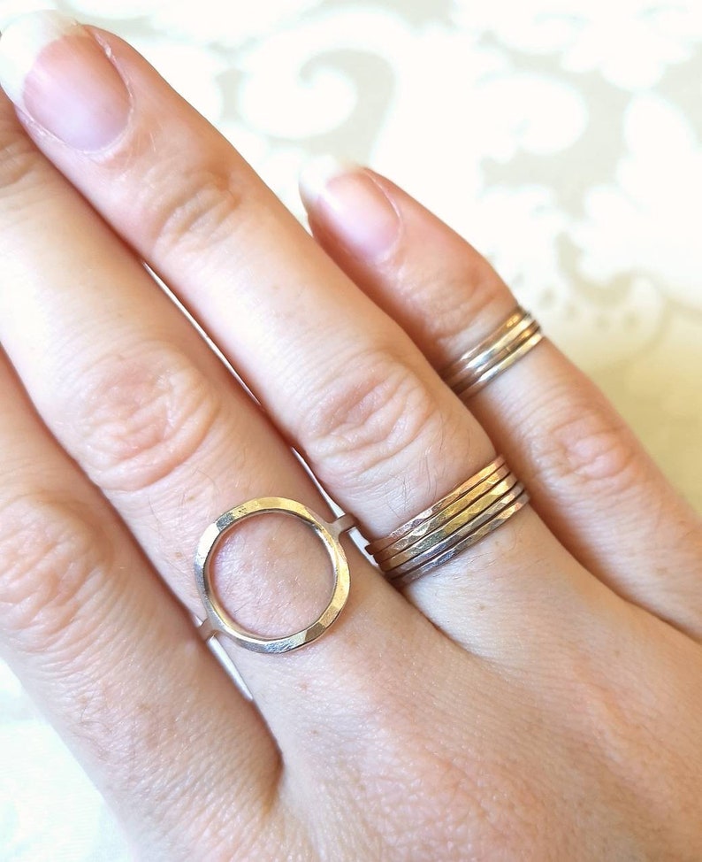 Hammered Open Circle Ring Geometric Jewelry Hammered Ring Etsy