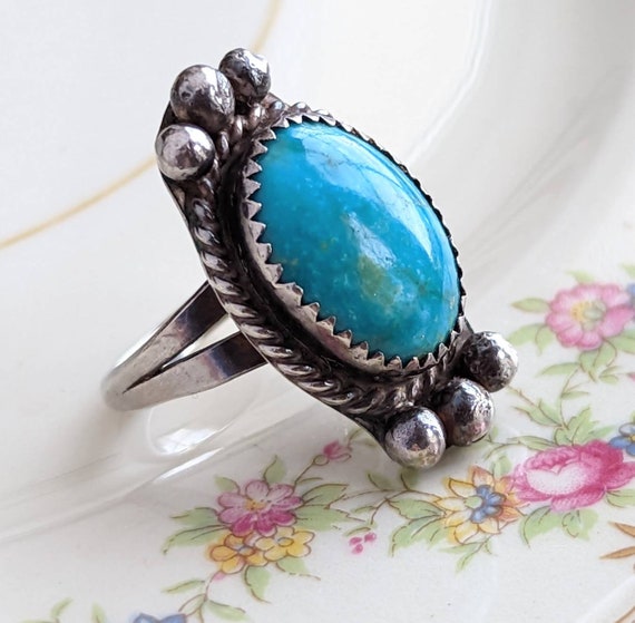 Vintage Turquoise Statement Ring - Eco Friendly G… - image 6