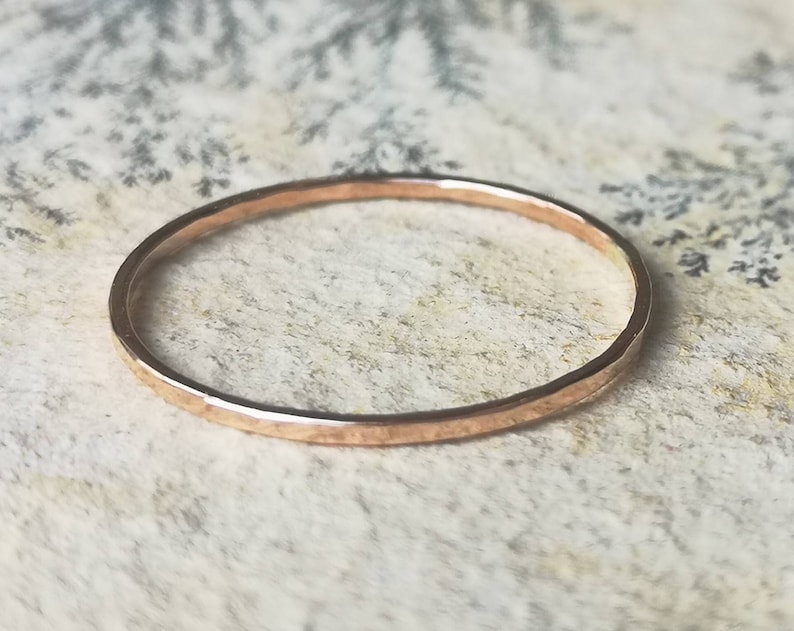 Delicate Rose Gold Ring 1mm Rose Gold Stacking Ring Minimalist Ring Thin Gold Ring Band Red Gold Ring Filled Gold Solid Gold image 2