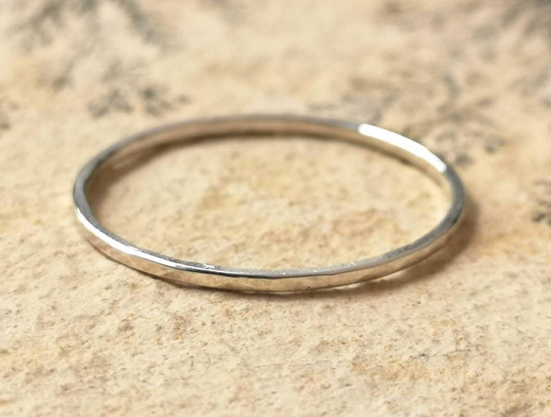 Delicate 1mm Sterling Silver Ring Thin Silver Ring Minimalist Ring Stacking Ring Simple Silver Band Hammered Ring Midi Ring image 1