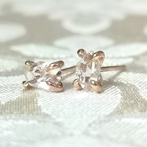 Rose Gold Herkimer Diamond Stud Earrings Crystal Earrings Minimalist Earrings Post Earrings Rose Gold Fill Everyday Earrings image 4