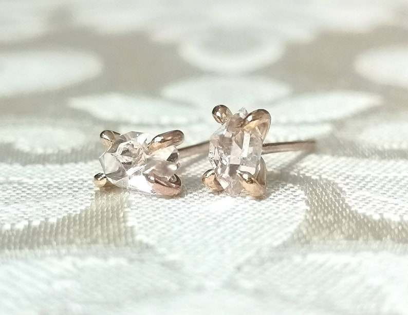 Rose Gold Herkimer Diamond Stud Earrings Crystal Earrings Minimalist Earrings Post Earrings Rose Gold Fill Everyday Earrings image 4