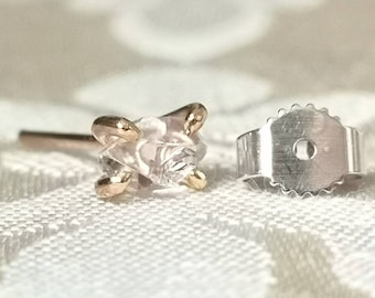 ONE Single Herkimer Diamond Quartz Crystal Post Earring - Individual Stud Earring - Raw Stone Jewelry - Unisex Rough Crystal Earring
