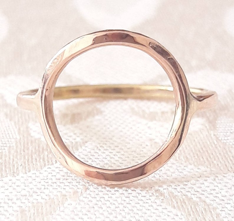 Hammered Open Circle Ring Geometric Jewelry Hammered Ring Etsy
