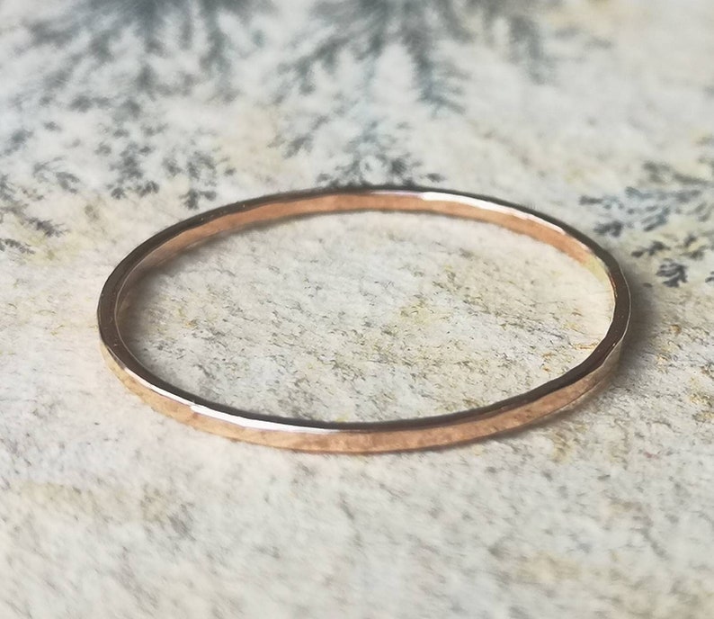 Delicate Rose Gold Ring 1mm Rose Gold Stacking Ring Minimalist Ring Thin Gold Ring Band Red Gold Ring Filled Gold Solid Gold image 1