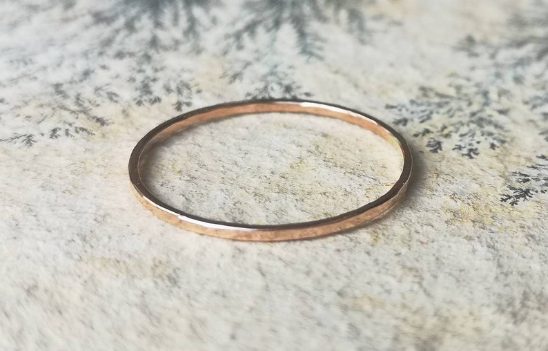 Delicate Rose Gold Ring 1mm Rose Gold Stacking Ring Minimalist Ring Thin Gold Ring Band Red Gold Ring Filled Gold Solid Gold image 4