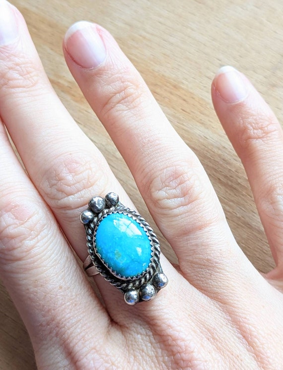 Vintage Turquoise Statement Ring - Eco Friendly G… - image 8