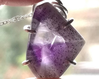 Natural Trapiche Amethyst Pendant - February Birthstone Jewelry - Sterling Silver Pendant Necklace - Gift for Mom - Gift for Daughter