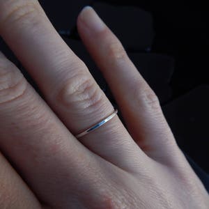 Delicate 1mm Sterling Silver Ring Thin Silver Ring Minimalist Ring Stacking Ring Simple Silver Band Hammered Ring Midi Ring image 8