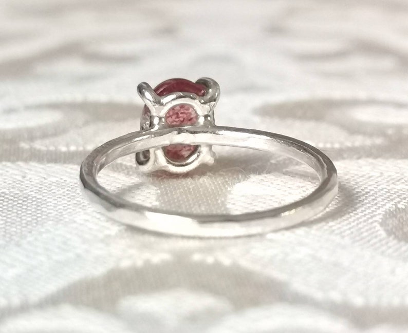 Natural Strawberry Quartz Stacking Ring Hematite Quartz Ring Etsy