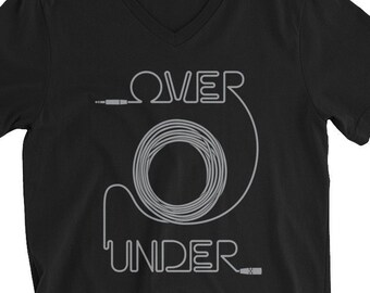 Sound Guy V-Neck Shirt | Sound Girl | Audio Engineer | Over Under Cable Coil | V-Neck Tee | I Club Detroit