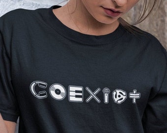 COEXIST | Techno | Music | DJ / Musician | PLUR | Electronic Music | Festival | Rave | edm | Microphone | Unisex T-Shirt