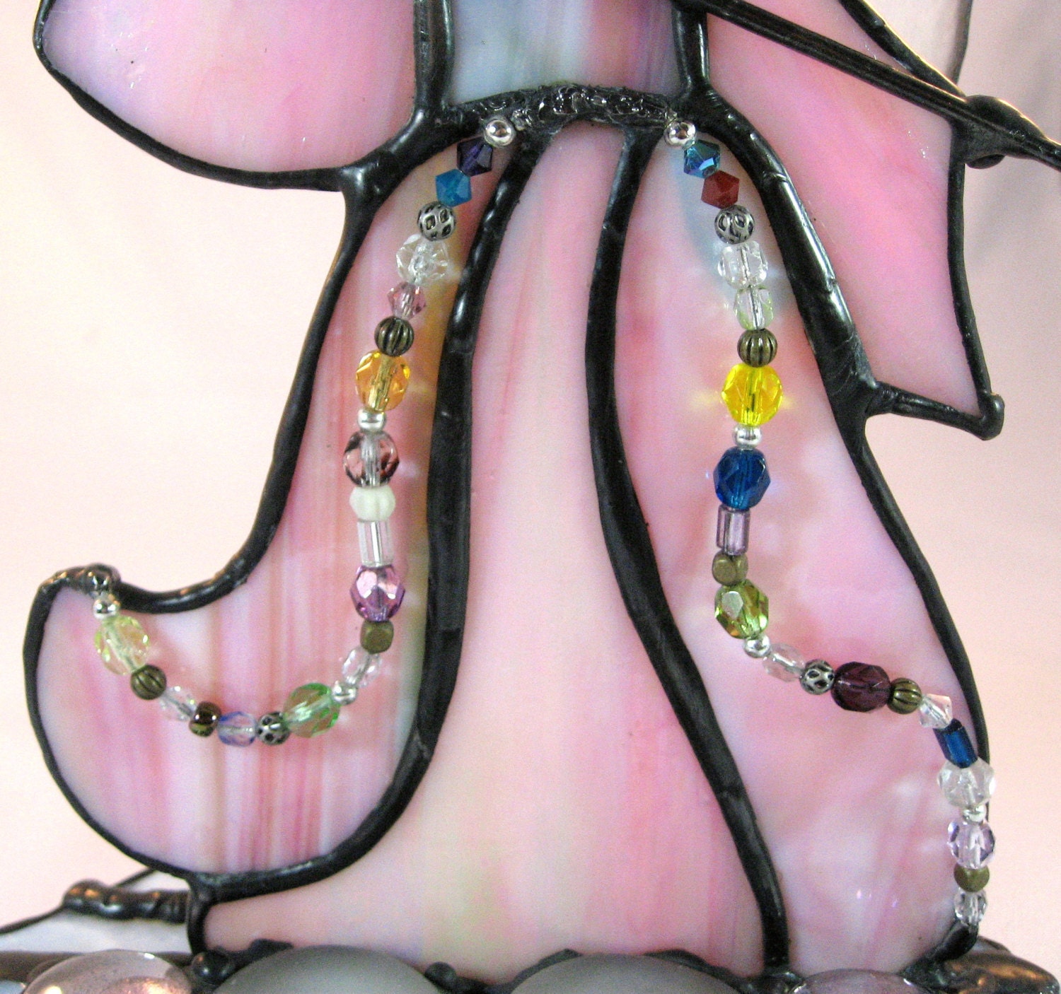 Stained Glass Standing Angel With Glass Wings Holding a Copper Etsy