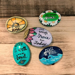 Inspirational Rocks, Motivational Rocks, Painted Rocks, SET OF FIVE, Positive Quotes, Christian Rocks,  Religious Gifts, Encouraging Gifts