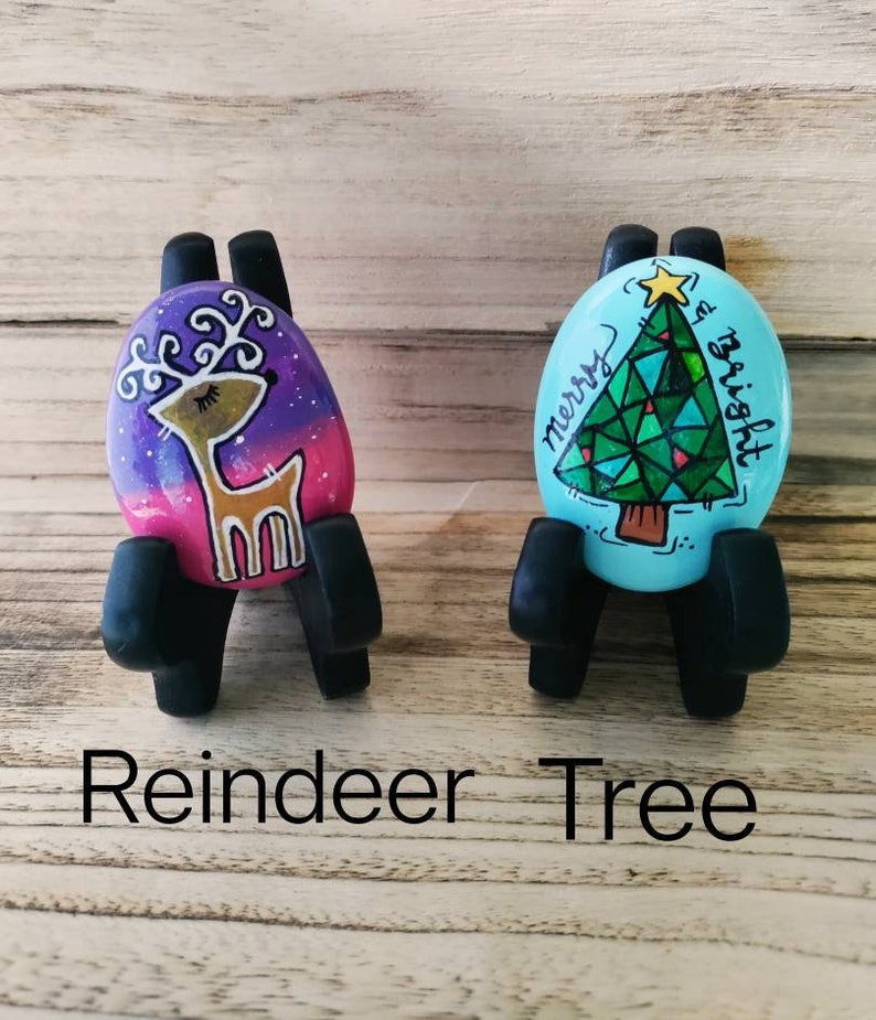 Hand-painted Christmas Rocks: Snowman, Tree, Peace, Love - Etsy