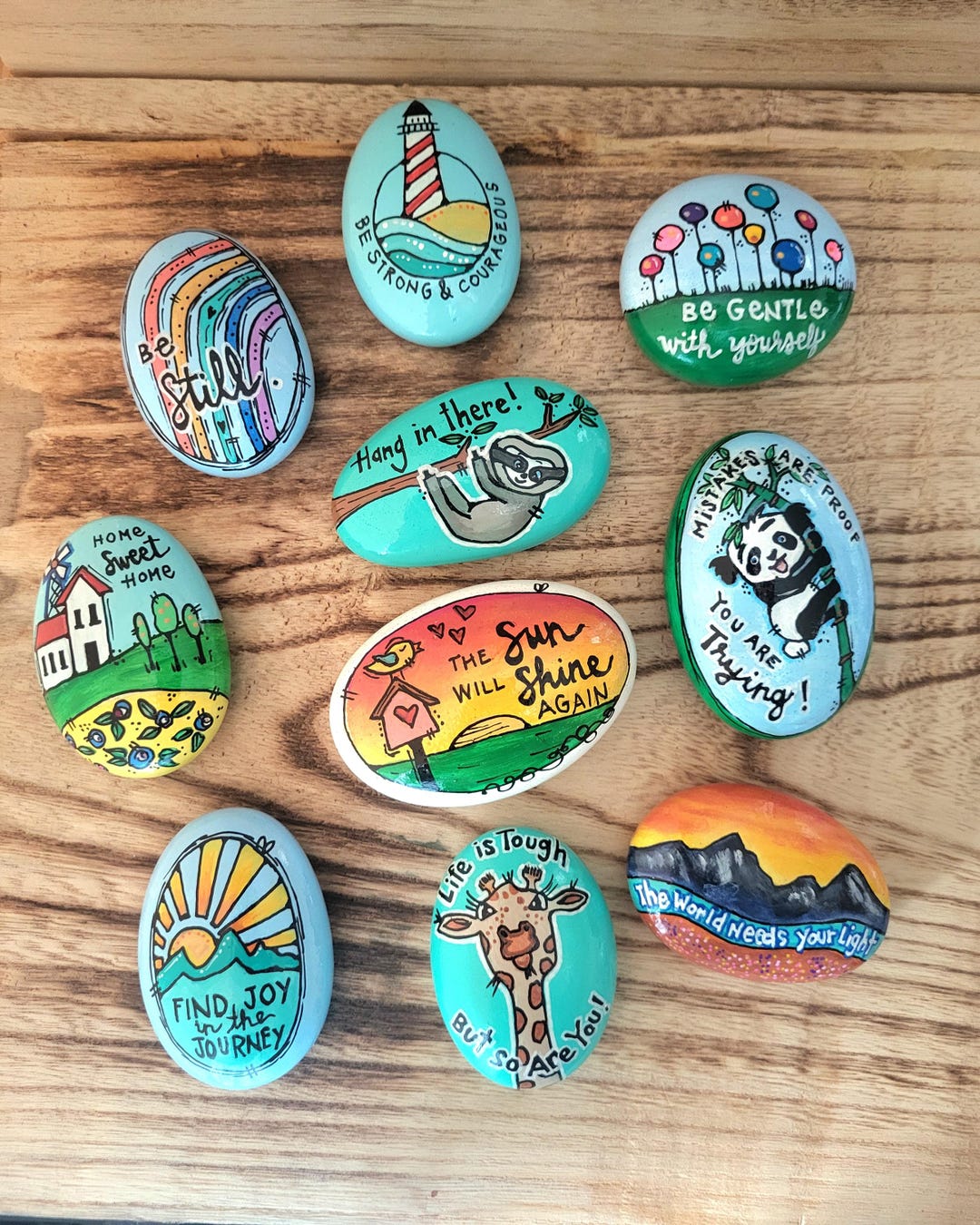 Hand-painted Inspirational Rocks: Motivational Quote Gifts - Etsy