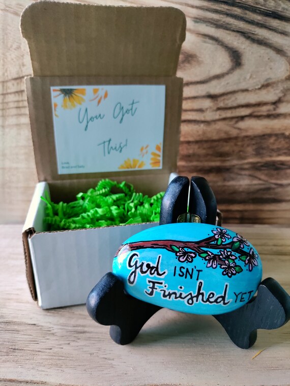 Hand-Painted Rocks Gift Box: Inspirational Cement Rock Art