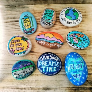 Painted Inspirational Positive Rocks, Painted Rocks, Motivational Gifts, Inspirational Quotes, Kindness Rocks, Happy Rocks, Good Advice Rock