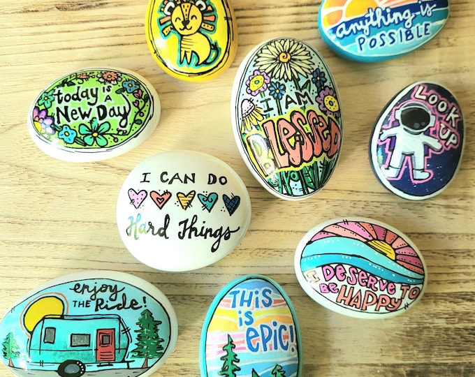 Daisies Over Sparkling Color Painted Rocks - Etsy