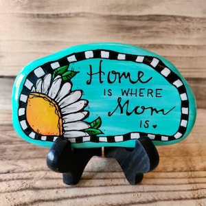 Hand-Painted Mother&#39;s Day Rock: Home Decor Gift for Mom