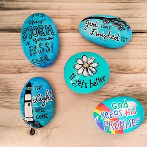 Inspirational Rocks, Motivational Rocks, Painted Rocks, SET OF FIVE, Positive Quotes, Christian Rocks,  Religious Gifts, Encouraging Gifts