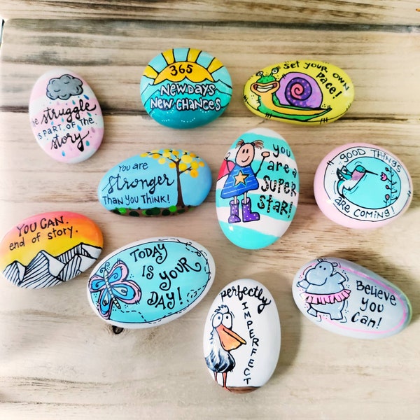 Motivational Inspirational Painted Rocks of Sunshine Flowers  Animals Mountains Trees, You Are Strong, Happy Painted Rocks, Kindness Rocks