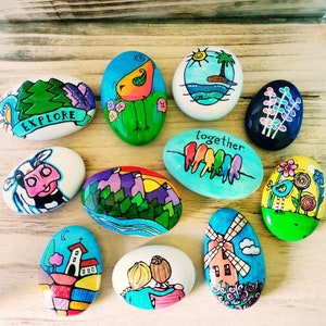 Inspirational Painted Rocks of Nature Sunshine Flowers Landscape Animals, Friendship Rocks, Happy Art Painted Rocks, Kindness Rocks