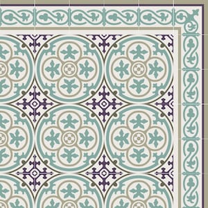 May include: A seamless pattern of repeating geometric shapes in shades of teal, purple, and beige. The pattern features a repeating design of circles, stars, and swirls.
