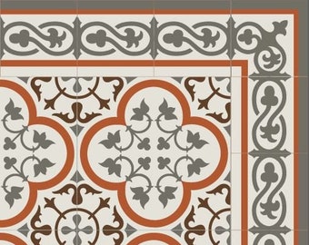 PVC vinyl mat, Oriental tiles Pattern, Decorative  linoleum rug, custom size, kitchen mat, livingroom decor ,green Orange And Gray #179 new