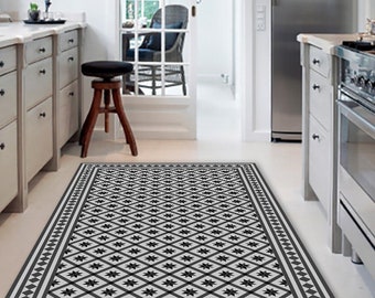 Vinyl Kitchen Mat, Modern Kitchen Floor Accessory, Non Absorbent Vinyl, PVC Kitchen Mat, Modern Linoleum Kitchen Rug, PVC Floor Runner #610D