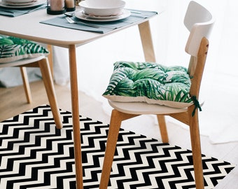 Zigzag vinyl mat tiles  Black & Beige Vinyl mat, Geometric design, Kitchen mat, geometric rug, customize  #137