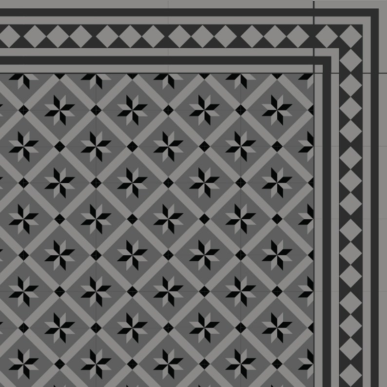 Alfombra de vinilo de PVC negro y gris, diseño geométrico, alfombra de cocina, decoración de salón, alfombra de baño, fácil de limpiar, tamaño personalizado 611 imagen 3