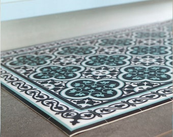 Modern Linoleum Kitchen Rug, Vinyl Kitchen Mat, Non Absorbent Vinyl, PVC Kitchen Mat, PVC Floor Runner, Moroccan Kitchen Floor Accessory#171